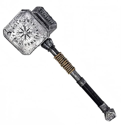 LOOYAR Viking Thunder Hammer Prop - Leichter PU-Schaum für authentische nordische Kostüm-Ensembles schwarzes Eisen, Schwarzes Eisen, Medium von LOOYAR