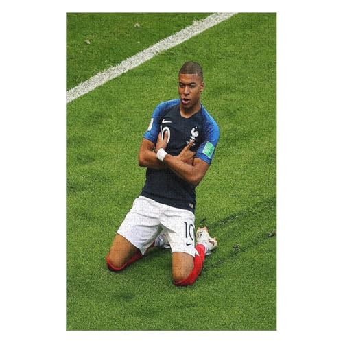 Erwachsene Kinderpuzzle 1000 Teile Wooden Puzzle Mbappe Puzzles Fußballspieler Puzzle Lernspielzeug Spiele Familiendekoration (75x50) cm von LOPUCK