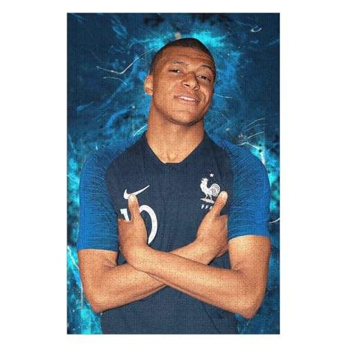 Erwachsene Kinderpuzzle 1000 Teile Wooden Puzzle Mbappe Puzzles Fußballspieler Puzzle Lernspielzeug Spiele Familiendekoration (75x50) cm von LOPUCK