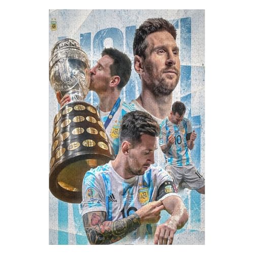 Erwachsene Kinderpuzzle 1000 Teile Wooden Puzzle Messi Puzzles Fußballspieler Puzzle Lernspielzeug Spiele Familiendekoration (75x50) cm von LOPUCK