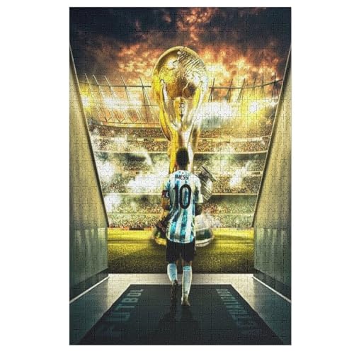 Erwachsene Kinderpuzzle 1000 Teile Wooden Puzzle Messi Puzzles Fußballspieler Puzzle Lernspielzeug Spiele Familiendekoration 1000 PCS von LOPUCK