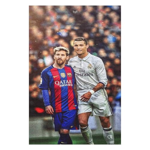 Erwachsene Kinderpuzzle 1000 Teile Wooden Puzzle Ronaldo Messi Puzzles Fußballspieler Puzzle Lernspielzeug Spiele Familiendekoration (75x50) cm von LOPUCK