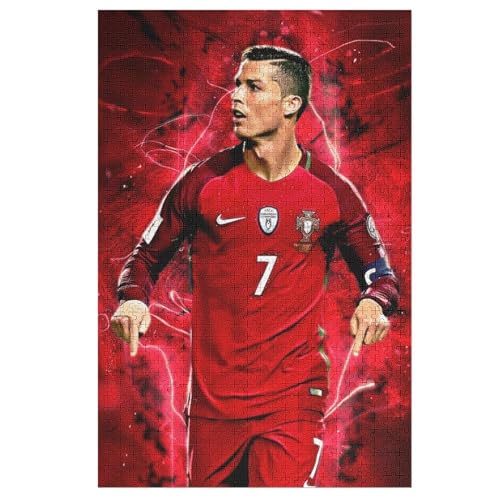 Erwachsene Kinderpuzzle 1000 Teile Wooden Puzzle Ronaldo Puzzles Fußballspieler Puzzle Lernspielzeug Spiele Familiendekoration 1000 PCS von LOPUCK