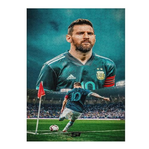 Erwachsene Kinderpuzzle 500 Teile Wooden Puzzle Messi Puzzles Fußballspieler Puzzle Lernspielzeug Spiele Familiendekoration (52x38) cm von LOPUCK