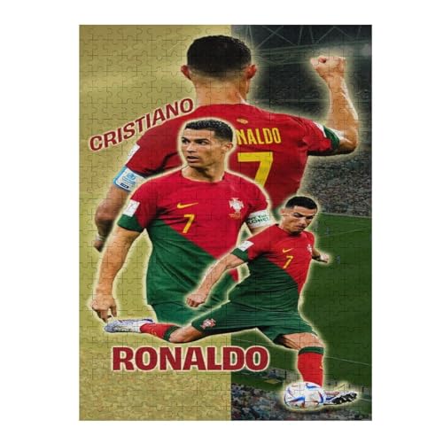 Erwachsene Kinderpuzzle 500 Teile Wooden Puzzle Ronaldo Puzzles Fußballspieler Puzzle Lernspielzeug Spiele Familiendekoration (52x38) cm von LOPUCK