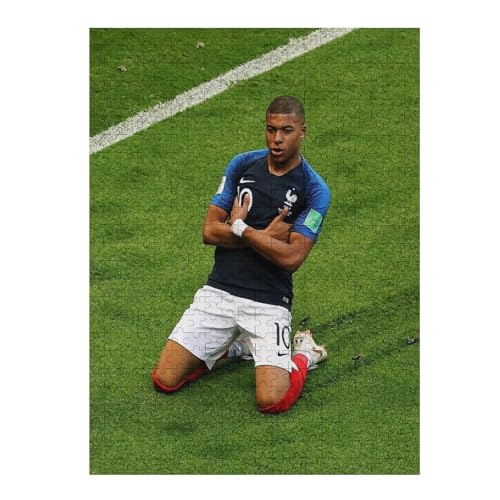 Mbappe 500 Teile Uzzles Erwachsene Puzzle Fußballspieler Schwierigkeit Wooden Puzzles Familie Dekoration Bildung Spiel Spielzeug (52x38) cm von LOPUCK