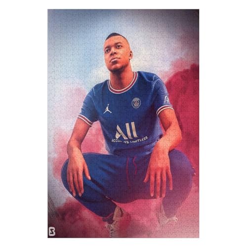 Mbappe Erwachsene Puzzle 1000 Teile Puzzle Fußballspieler Wooden Puzzle Lernspielzeug Spiel Familiendekoration (75x50) cm von LOPUCK