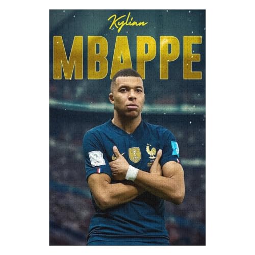 Mbappe Erwachsene Puzzle 1000 Teile Puzzle Fußballspieler Wooden Puzzle Lernspielzeug Spiel Familiendekoration (75x50) cm von LOPUCK