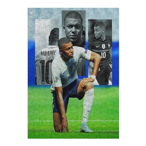 Mbappe Erwachsene Puzzle 300 Teile Puzzle Fußballspieler Wooden Puzzle Lernspielzeug Spiel Familiendekoration (40x28) cm von LOPUCK