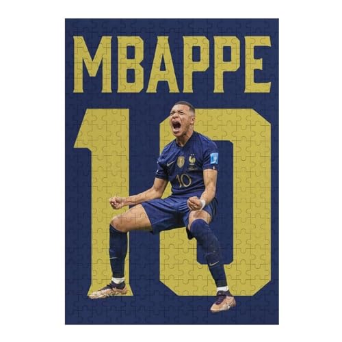 Mbappe Erwachsene Puzzle 300 Teile Puzzle Fußballspieler Wooden Puzzle Lernspielzeug Spiel Familiendekoration (40x28) cm von LOPUCK