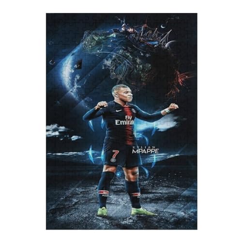 Mbappe Erwachsene Puzzle 300 Teile Puzzle Fußballspieler Wooden Puzzle Lernspielzeug Spiel Familiendekoration (40x28) cm von LOPUCK