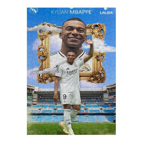 Mbappe Madrid 300 Teile Uzzles Erwachsene Puzzle Fußballspieler Schwierigkeit Wooden Puzzles Familie Dekoration Bildung Spiel Spielzeug (40x28) cm von LOPUCK