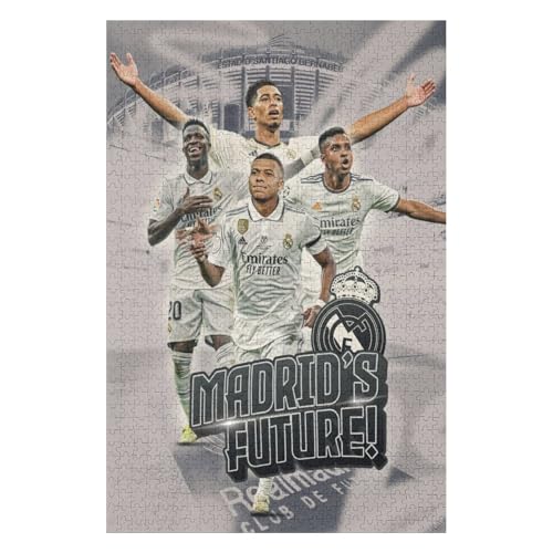 Mbappe Madrid Erwachsene Puzzle 1000 Teile Puzzle Fußballspieler Wooden Puzzle Lernspielzeug Spiel Familiendekoration (75x50) cm von LOPUCK