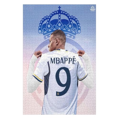 Mbappe Madrid Puzzle Erwachsene Fußballspieler Puzzles 1000 Teile Wooden Puzzles Bildung Spielzeug Spiel Familie Dekoration (75x50) cm von LOPUCK