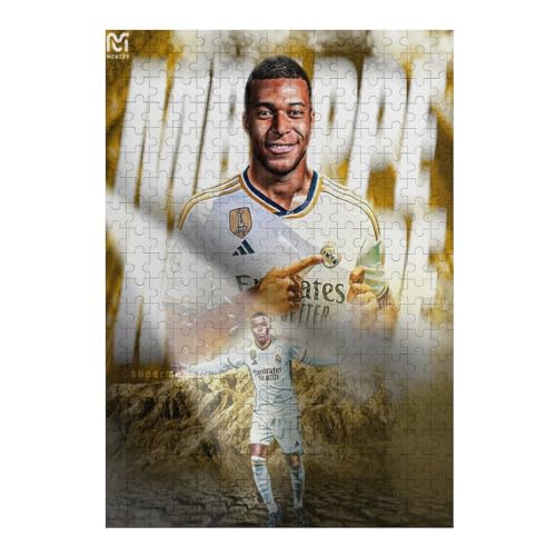 Mbappe Madrid Puzzle Erwachsene Fußballspieler Puzzles 300 Teile Wooden Puzzles Bildung Spielzeug Spiel Familie Dekoration (40x28) cm von LOPUCK