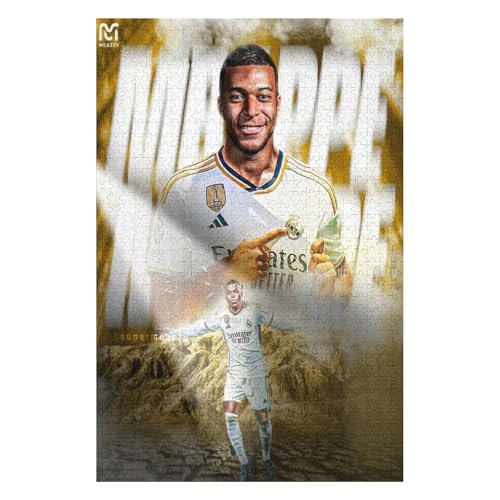 Mbappe Madrid Puzzles Erwachsene Puzzle 1000 Teile Puzzle Fußballspieler Wooden Puzzle Lernspielzeug Spiel Familiendekoration (75x50) cm von LOPUCK