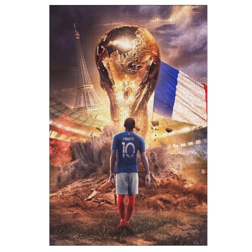 Mbappe Puzzle Erwachsene Soccer Player Puzzles 1000 Teile Wooden Puzzles Bildung Spielzeug Spiel Familie Dekoration 1000PCS (75x50cm) von LOPUCK