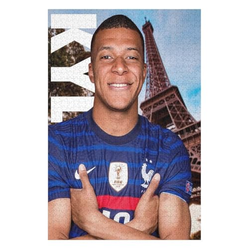 Mbappe1000 Puzzleteile Puzzle Erwachsene Puzzle Schwierigkeitsgrad Puzzle Fußballspieler Wooden Puzzles Lernspielzeug Spiel (75x50) cm von LOPUCK