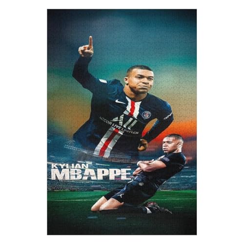 Mbappe1000 Puzzleteile Puzzle Erwachsene Puzzle Schwierigkeitsgrad Puzzle Fußballspieler Wooden Puzzles Lernspielzeug Spiel (75x50) cm von LOPUCK