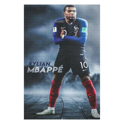 Mbappe1000 Puzzleteile Puzzle Erwachsene Puzzle Schwierigkeitsgrad Puzzle Fußballspieler Wooden Puzzles Lernspielzeug Spiel (75x50) cm von LOPUCK