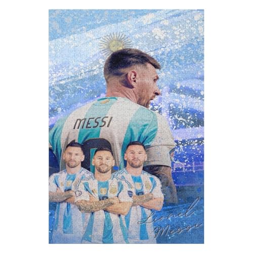 Messi 1000 Teile Puzzles Für Erwachsene Puzzles Fußballspieler Wooden Puzzles Schwieriges Und Herausforderndes Spiel (75x50) cm von LOPUCK