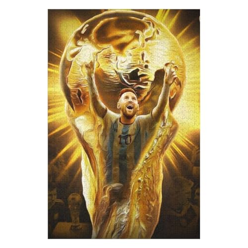 Messi 1000 Teile Puzzles Für Erwachsene Puzzles Fußballspieler Wooden Puzzles Schwieriges Und Herausforderndes Spiel (75x50) cm von LOPUCK