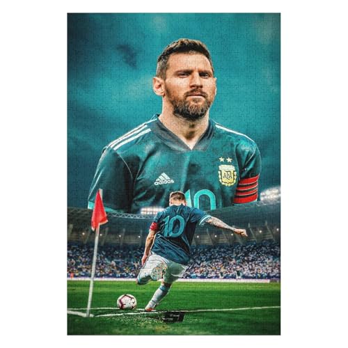 Messi 1000 Teile Wooden Puzzle Erwachsene Kinder Puzzle Schwierigkeitsgrad Puzzles Fußballspieler Puzzles Familie Dekoration Lernspielzeug Spiele (75x50) cm von LOPUCK