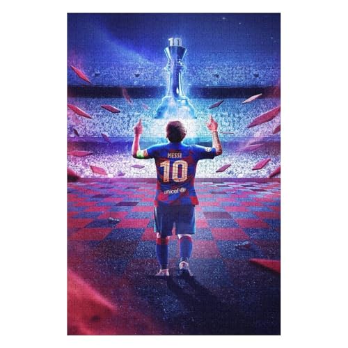 Messi 1000 Teile Wooden Puzzle Erwachsene Kinder Puzzle Schwierigkeitsgrad Puzzles Fußballspieler Puzzles Familie Dekoration Lernspielzeug Spiele (75x50) cm von LOPUCK