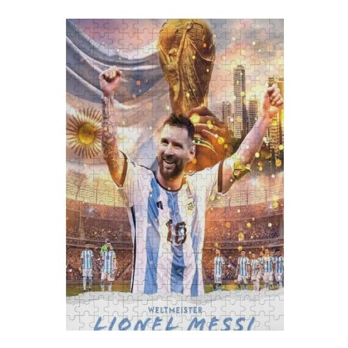 Messi 300 Teile Uzzles Erwachsene Puzzle Fußballspieler Schwierigkeit Wooden Puzzles Familie Dekoration Bildung Spiel Spielzeug (40x28) cm von LOPUCK