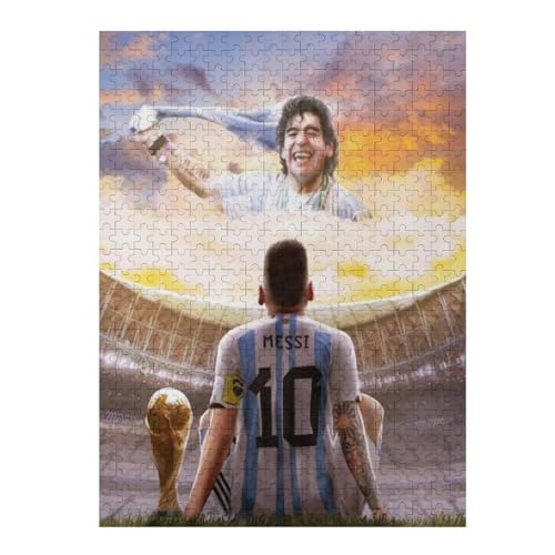 Messi 500 Teile Uzzles Erwachsene Puzzle Fußballspieler Schwierigkeit Wooden Puzzles Familie Dekoration Bildung Spiel Spielzeug (52x38) cm von LOPUCK