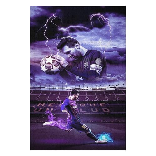 Messi Erwachsene Puzzle 1000 Teile Puzzle Fußballspieler Wooden Puzzle Lernspielzeug Spiel Familiendekoration (75x50) cm von LOPUCK