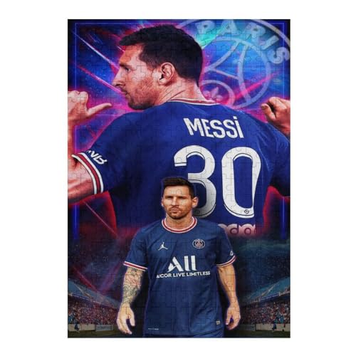 Messi Erwachsene Puzzle 300 Teile Puzzle Fußballspieler Wooden Puzzle Lernspielzeug Spiel Familiendekoration (40x28) cm von LOPUCK