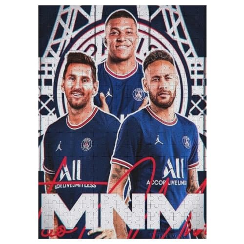 Messi Neymar Mbappe 300 Teile Wooden Puzzles Lernen Lernspielzeug Familienspiele Geburtstagsgeschenke Für Kleinkinder Kinder Jungen Mädchen Puzzles 300 PCS von LOPUCK