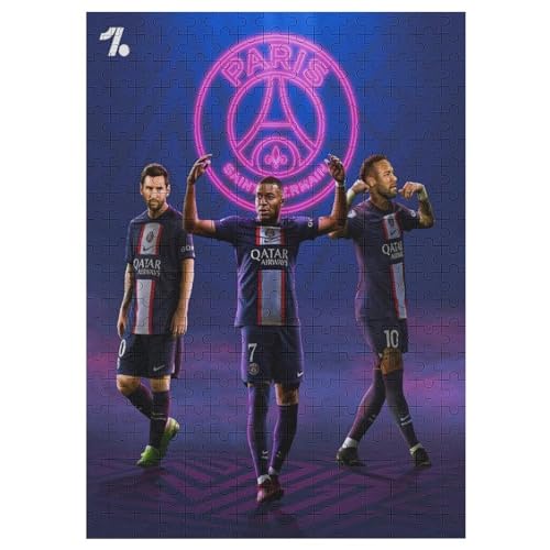 Messi Neymar Mbappe Erwachsene Puzzle 300 Teile Puzzle Fußballer Wooden Puzzle Lernspielzeug Spiel Familiendekoration 300 PCS von LOPUCK