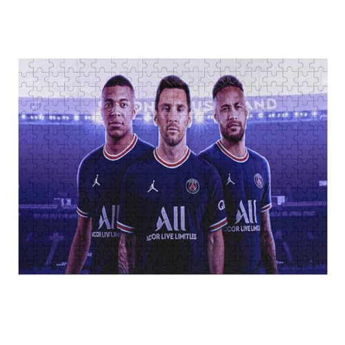 Messi Neymar Mbappe Erwachsene Puzzle 300 Teile Puzzle Soccer Player Wooden Puzzle Lernspielzeug Spiel Familiendekoration 300 PCS von LOPUCK