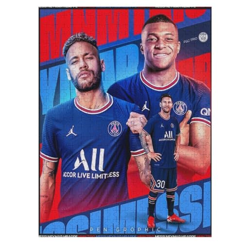 Messi Neymar Mbappe Puzzles 500 Teile Puzzle Jungen Und Mädchen Puzzle Fußballer Puzzles Lernspiele Spielzeug Familiendekoration 500 PCS von LOPUCK