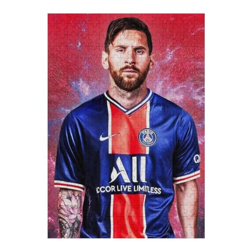 Messi Puzzle Erwachsene Fußballspieler Puzzles 300 Teile Wooden Puzzles Bildung Spielzeug Spiel Familie Dekoration (40x28) cm von LOPUCK