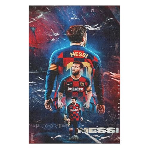 Messi Puzzles 1000 Teile Puzzle Jungen Und Mädchen Puzzle Fußballspieler Puzzles Lernspiele Spielzeug Familiendekoration (75x50) cm von LOPUCK