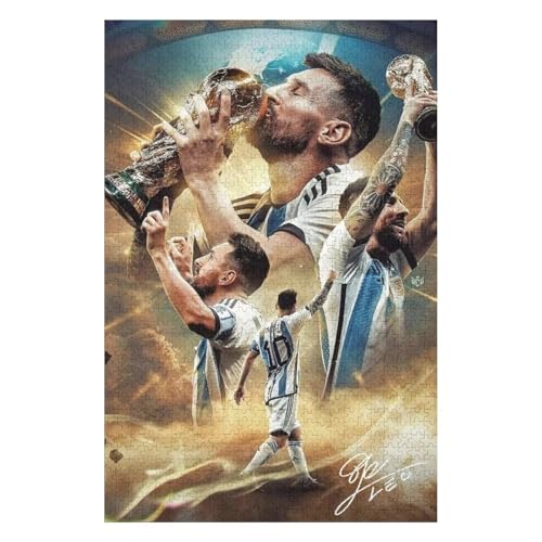 Messi Puzzles 1000 Teile Puzzle Jungen Und Mädchen Puzzle Fußballspieler Puzzles Lernspiele Spielzeug Familiendekoration (75x50) cm von LOPUCK