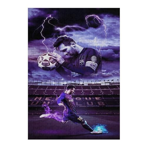 Messi Puzzles 300 Teile Puzzle Jungen Und Mädchen Puzzle Fußballspieler Puzzles Lernspiele Spielzeug Familiendekoration (40x28) cm von LOPUCK