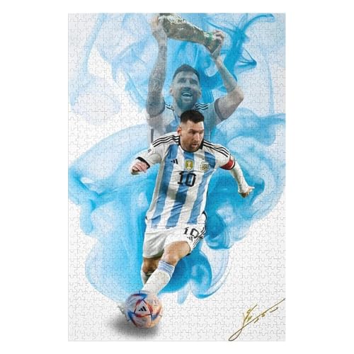 Messi Puzzles Erwachsene Puzzle 1000 Teile Puzzle Fußballspieler Wooden Puzzle Lernspielzeug Spiel Familiendekoration (75x50) cm von LOPUCK