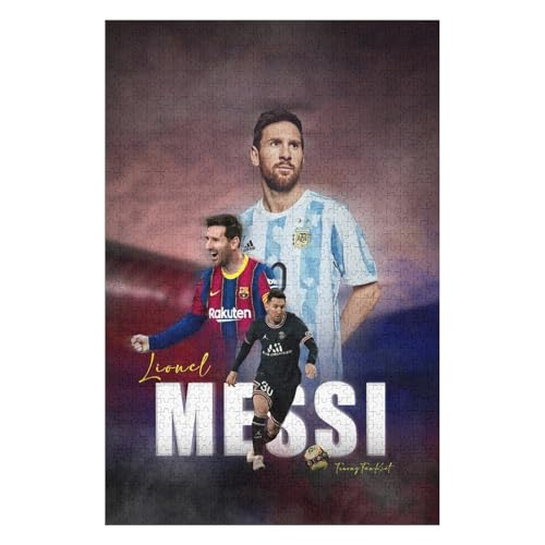 Messi Puzzles Erwachsene Puzzle 1000 Teile Puzzle Fußballspieler Wooden Puzzle Lernspielzeug Spiel Familiendekoration (75x50) cm von LOPUCK