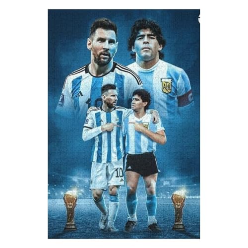 Messi1000 Puzzleteile Puzzle Erwachsene Puzzle Schwierigkeitsgrad Puzzle Fußballspieler Wooden Puzzles Lernspielzeug Spiel (75x50) cm von LOPUCK