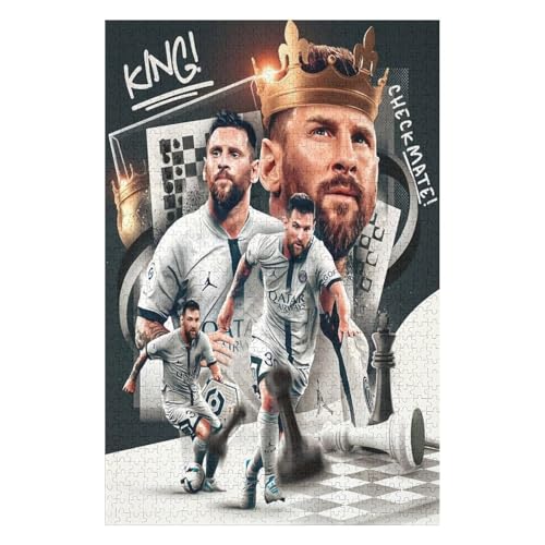 Messi1000 Puzzleteile Puzzle Erwachsene Puzzle Schwierigkeitsgrad Puzzle Fußballspieler Wooden Puzzles Lernspielzeug Spiel (75x50) cm von LOPUCK