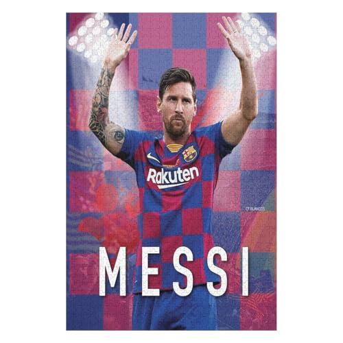 Messi1000 Puzzleteile Puzzle Erwachsene Puzzle Schwierigkeitsgrad Puzzle Fußballspieler Wooden Puzzles Lernspielzeug Spiel (75x50) cm von LOPUCK