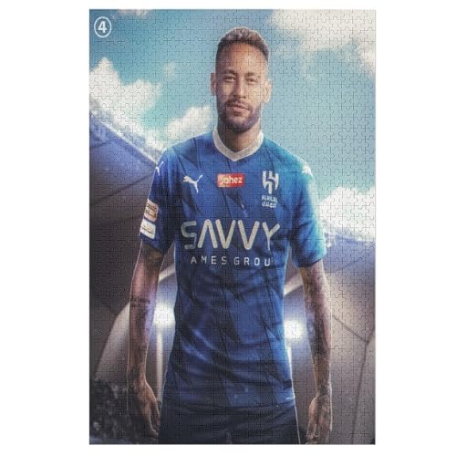 Puzzle 1000 Teile Neymar Al Hilal Puzzle Erwachsene Puzzle Fußballer Wooden Puzzles Familie Dekoration Bildung Spielzeug Spiel 1000 PCS von LOPUCK