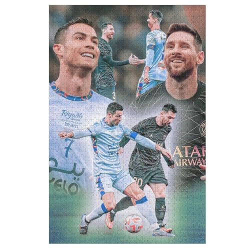 Puzzle 1000 Teile Ronaldo Messi Puzzle Puzzle Erwachsene Kinder Wooden Puzzles Fußballspieler Puzzle Familie Dekoration Bildung Spiel Spielzeug 1000 PCS von LOPUCK