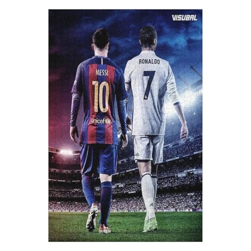 Puzzle 1000 Teile Ronaldo Messi Puzzles Erwachsene Schwierigkeitsgrad Wooden Puzzles Fußballspieler Puzzle Lernspiele Spielzeug (75x50) cm von LOPUCK