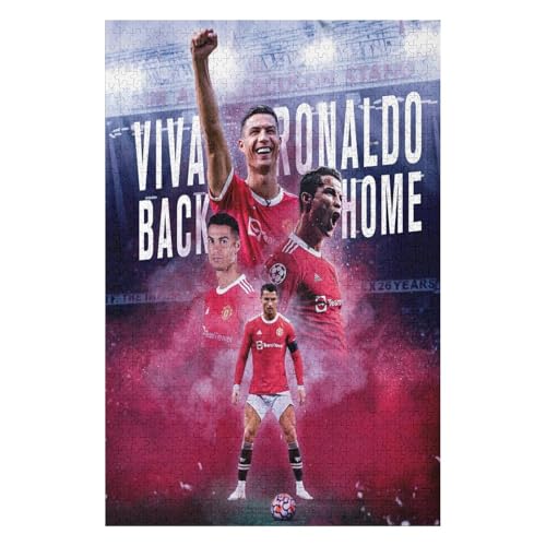 Puzzle 1000 Teile Ronaldo Puzzle Erwachsene Wooden Puzzles Fußballspieler Puzzle Familie Dekoration Bildung Spiel Spielzeug (75x50) cm von LOPUCK