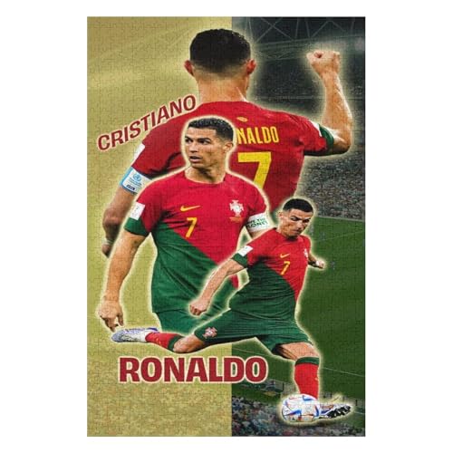 Puzzle 1000 Teile Ronaldo Puzzle Erwachsene Wooden Puzzles Fußballspieler Puzzle Familie Dekoration Bildung Spiel Spielzeug (75x50) cm von LOPUCK